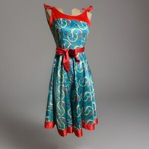 Tatyana XXS dress red green bicycle wheels